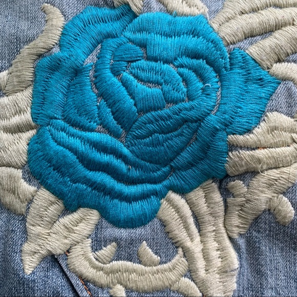 Embroidered and Screen Printed Denim Long Sleeve - Picture 7 of 16